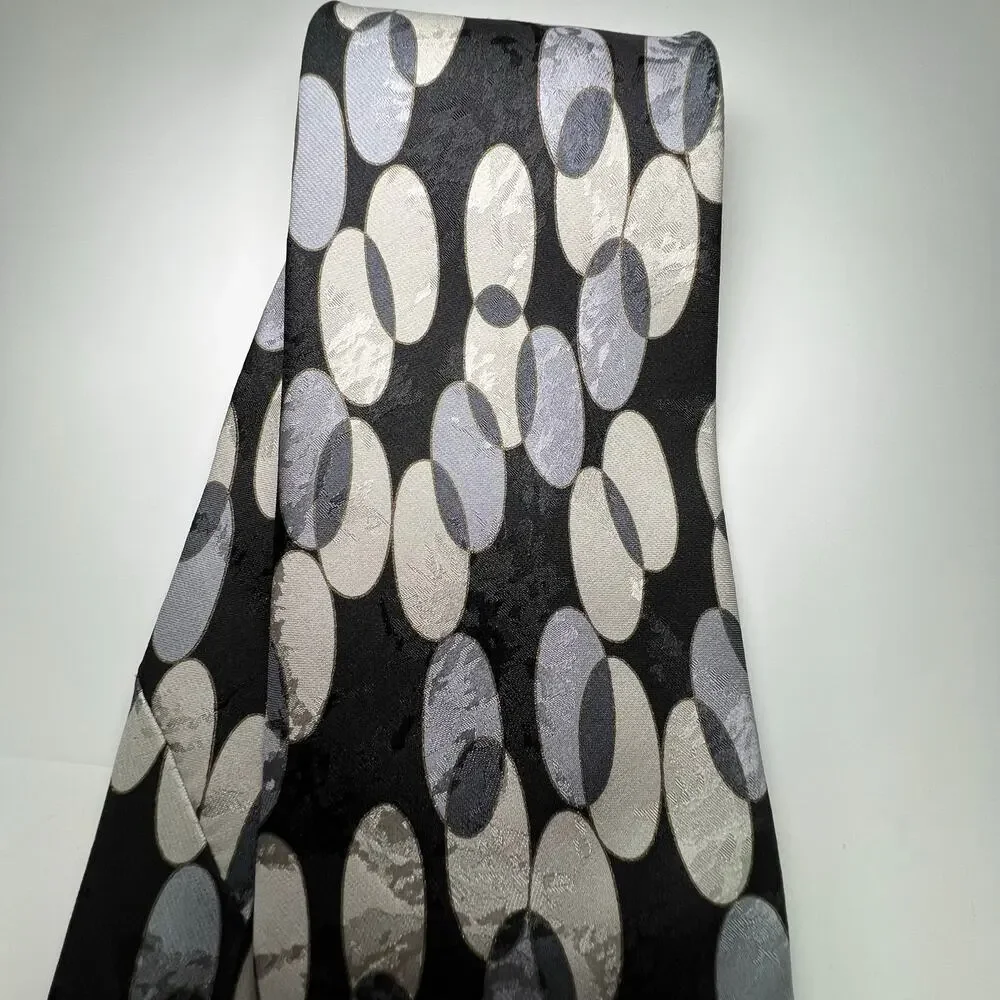 Emilio Romano Mens Silk Tie Black Multicolor‎
